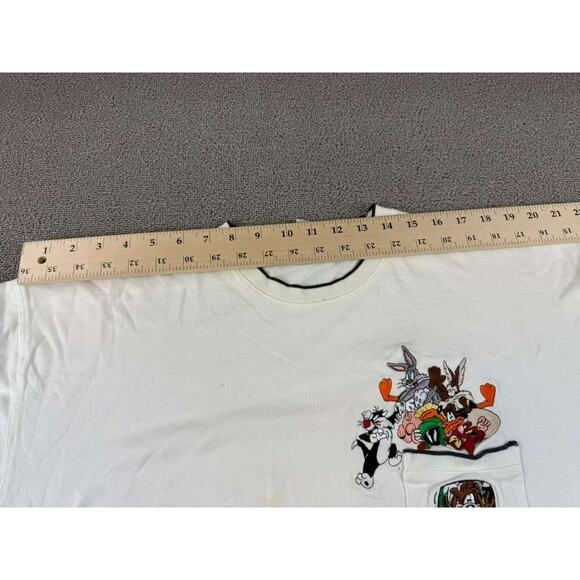 VTG Warner Bros Studio Store T Shirt XL 1999 Embroidered Looney Tunes White - Picture 8 of 12